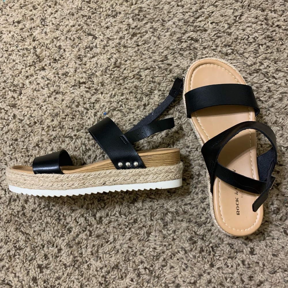 Black and Tan platform espadrille